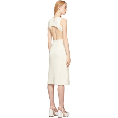 Shop Fendi Off-white Knit Cut-out Dress In F0znm White