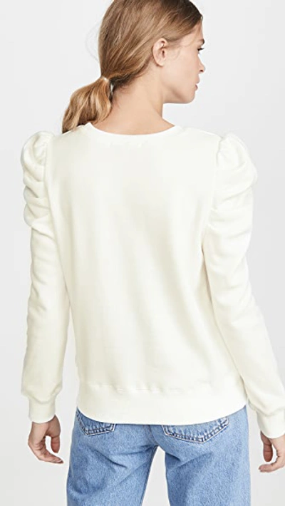 Rebecca Minkoff Janine Pleated Shoulder Sweatshirt In Ecru