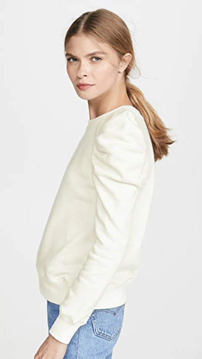 Rebecca Minkoff Janine Pleated Shoulder Sweatshirt In Ecru