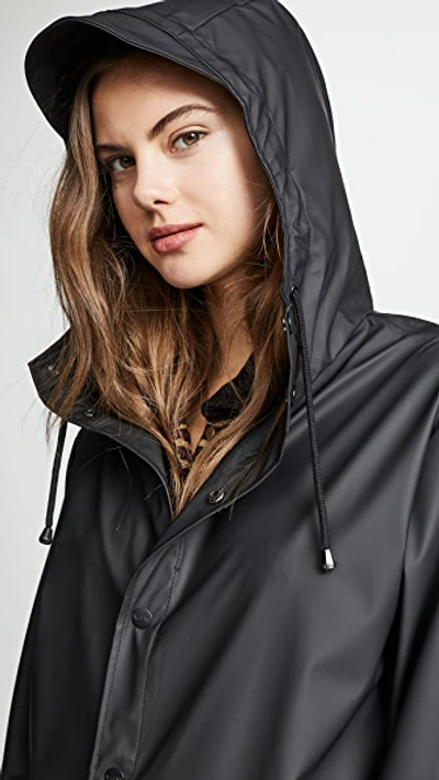 Shop Rains Long Rain Jacket Black