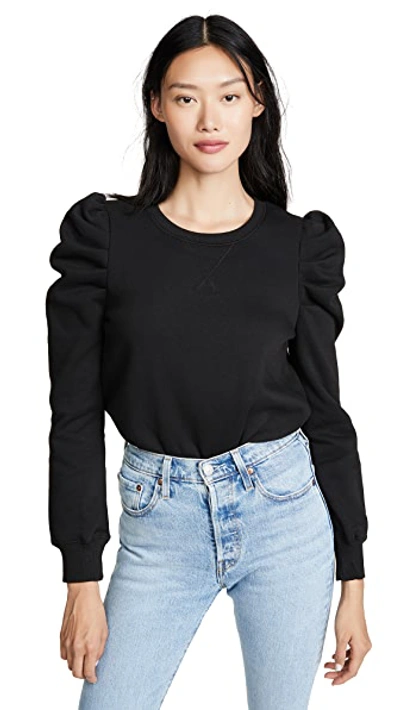 Rebecca Minkoff Janine Pleated-shoulder Sweatshirt In Black