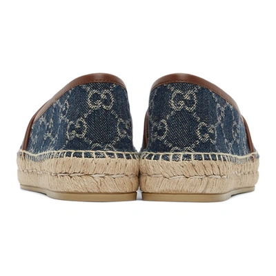 Shop Gucci Blue Denim Gg Espadrilles In 4462 Blutea/brn