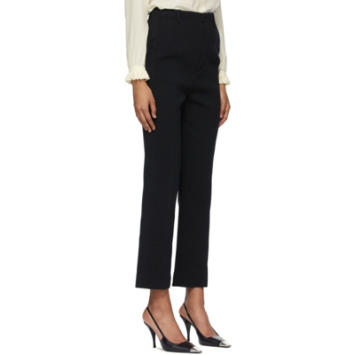 Shop Saint Laurent Black Wool Cropped Flared Trousers In 1000 Black