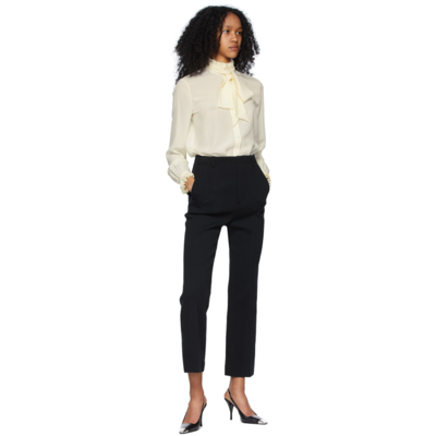 Shop Saint Laurent Black Wool Cropped Flared Trousers In 1000 Black