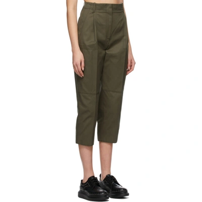 Shop Alexander Mcqueen Khaki Cotton Gabardine Culotte Trousers In 3009 Khaki