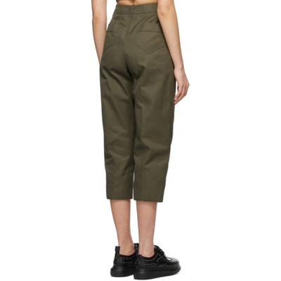 Shop Alexander Mcqueen Khaki Cotton Gabardine Culotte Trousers In 3009 Khaki