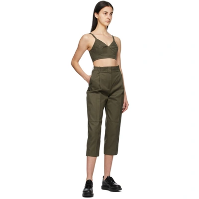 Shop Alexander Mcqueen Khaki Cotton Gabardine Culotte Trousers In 3009 Khaki