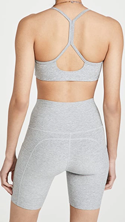 Shop Beyond Yoga Spacedye Slim Racerback Sports Bra In Silver Mist