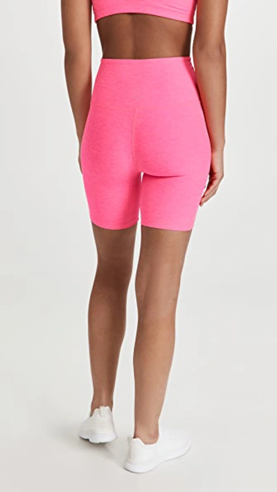 Shop Beyond Yoga High Waisted Biker Shorts In Electric Pink Heather