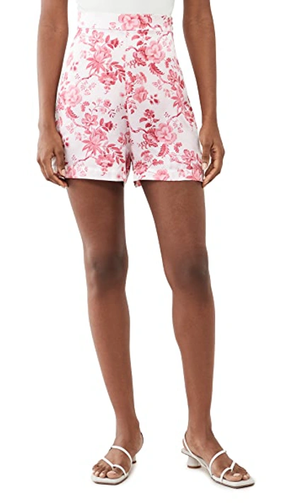 Shop The Vampire's Wife Jannah Silk Shorts In Liberty Red