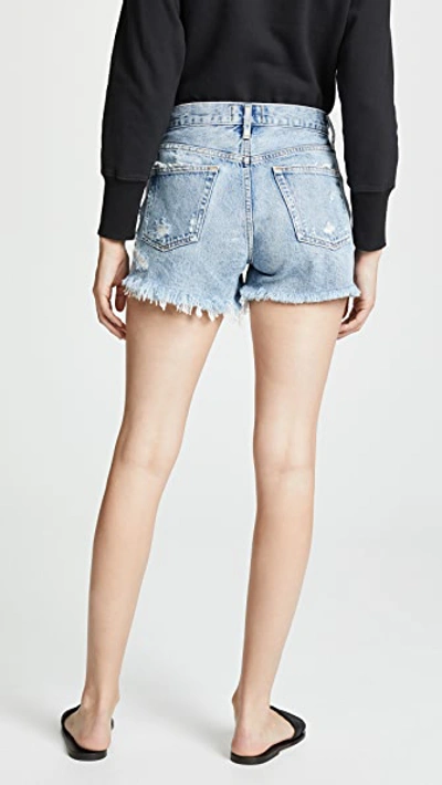Agolde Parker Long Distressed Organic Denim Shorts In Swapmeet