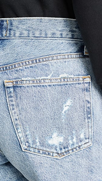 Agolde Parker Long Distressed Organic Denim Shorts In Swapmeet