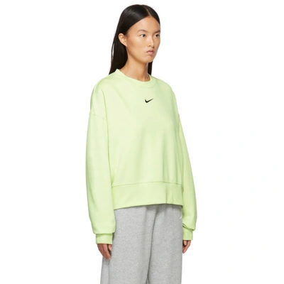 Shop Nike Green Sportswear Essential Cropped Sweatshirt In Lime Ice/black