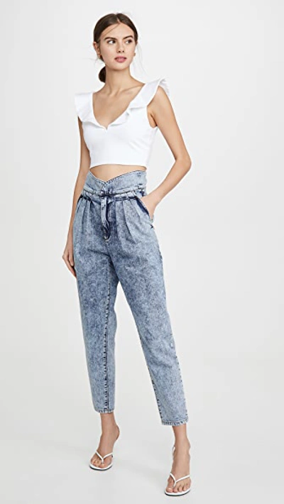 Susana Monaco Double V Ruffled Crop Top In Sugar