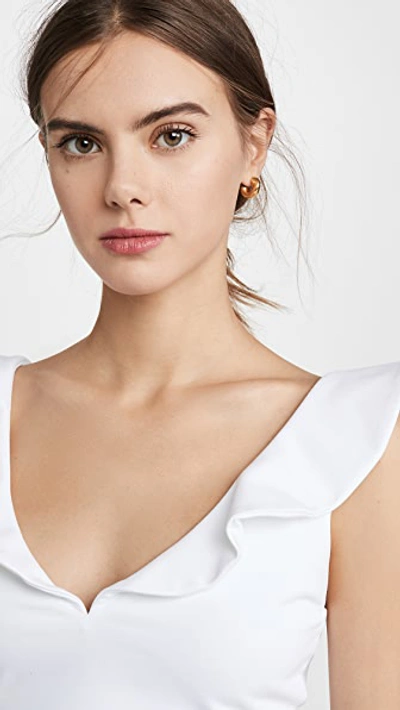 Susana Monaco Double V Ruffled Crop Top In Sugar