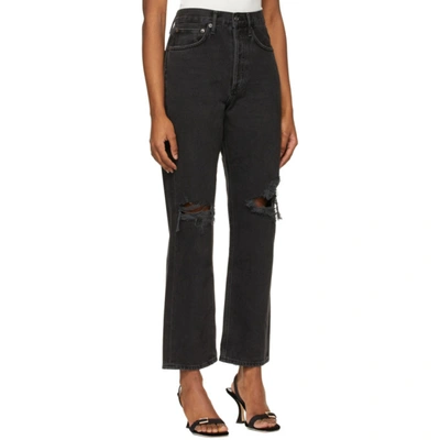 Shop Agolde Black 90's Mid-rise Loose Jeans In Smokestack