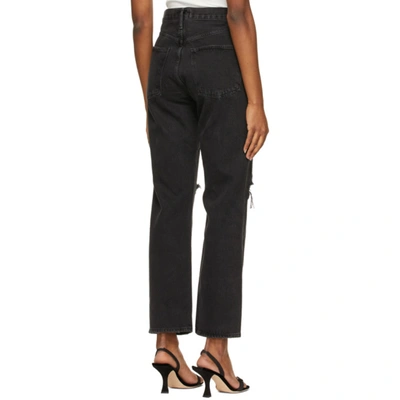 Shop Agolde Black 90's Mid-rise Loose Jeans In Smokestack