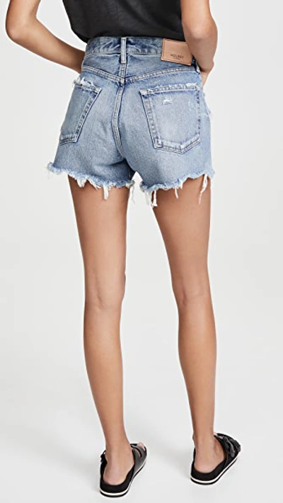 Moussy Vintage Packard Distressed Denim Shorts In Blue