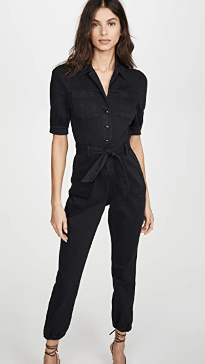 Paige Mayslie Stretch-cotton-blend Jumpsuit In Washed Black