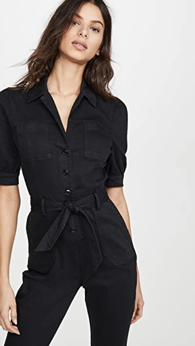 Paige Mayslie Stretch-cotton-blend Jumpsuit In Washed Black