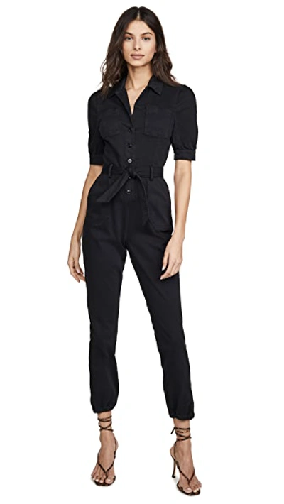 Paige Mayslie Stretch-cotton-blend Jumpsuit In Washed Black