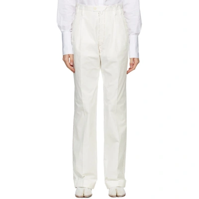 Shop Maison Margiela White Pleated Trousers In 102 Off Whi