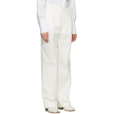 Shop Maison Margiela White Pleated Trousers In 102 Off Whi