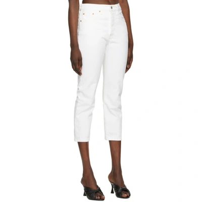 Shop Levi's White 501 Original Cropped Jeans In Come Cleam