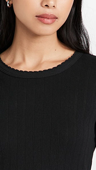 Leset Pointelle Slim Fit Long Sleeves In Black