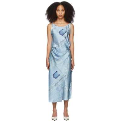 Acne Studios Blue Denim Print Dress In Aal Denim Blue | ModeSens