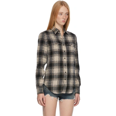 Shop Saint Laurent Brown Wool Flannel Western Shirt In 9572 Brown
