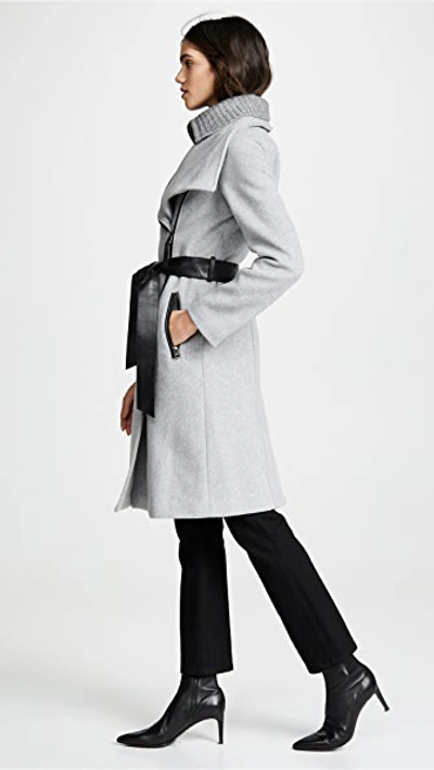 Shop Mackage Nori-k Coat In Light Grey