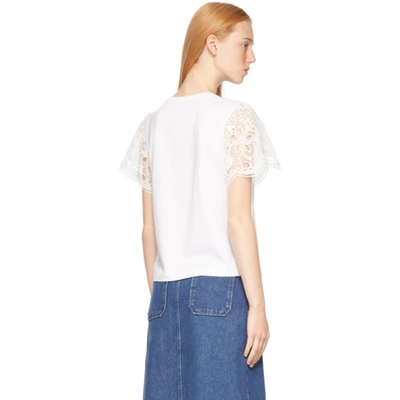 Shop See By Chloé White Jersey & Lace T-shirt In 101 White