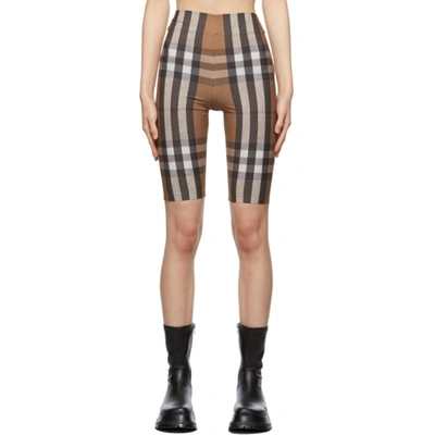 Shop Burberry Brown Check Cycling Shorts In Birch Brown