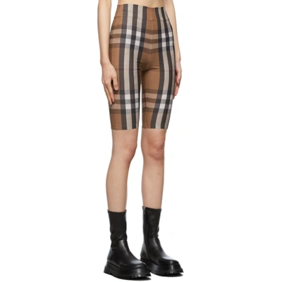 Shop Burberry Brown Check Cycling Shorts In Birch Brown