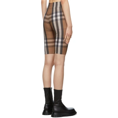 Shop Burberry Brown Check Cycling Shorts In Birch Brown