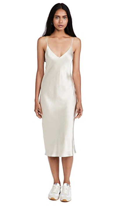 L'agence Jodie V Neck Slip Dress In Champagne