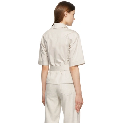 Shop 's Max Mara Beige Rea Belted Shirt In 002 Ecru