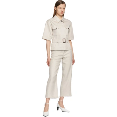 Shop 's Max Mara Beige Rea Belted Shirt In 002 Ecru