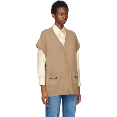 Shop Gucci Brown Cashmere Cardigan In 2184 Camel