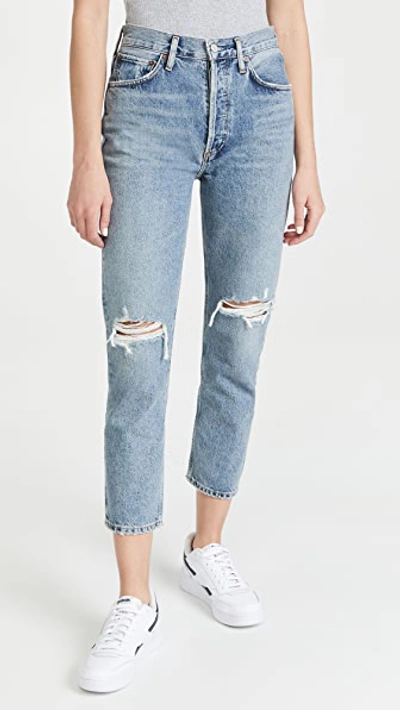 Shop Agolde Riley High Rise Straight Crop Jeans Escalate