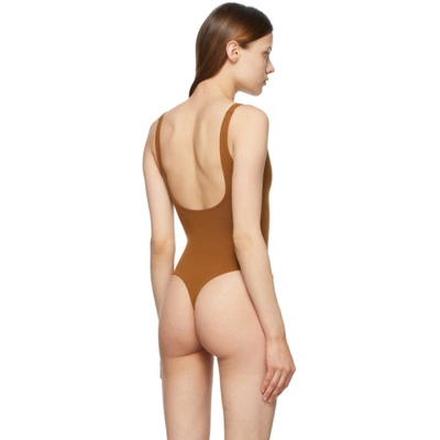 Shop Skims Brown Fits Everybody Square Neck Bodysuit In Copper