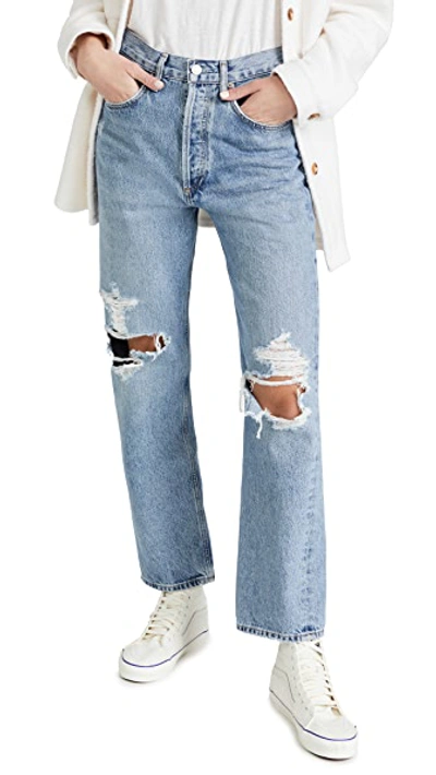 Shop Agolde 90s Mid Rise Straight Fit Jeans Wander