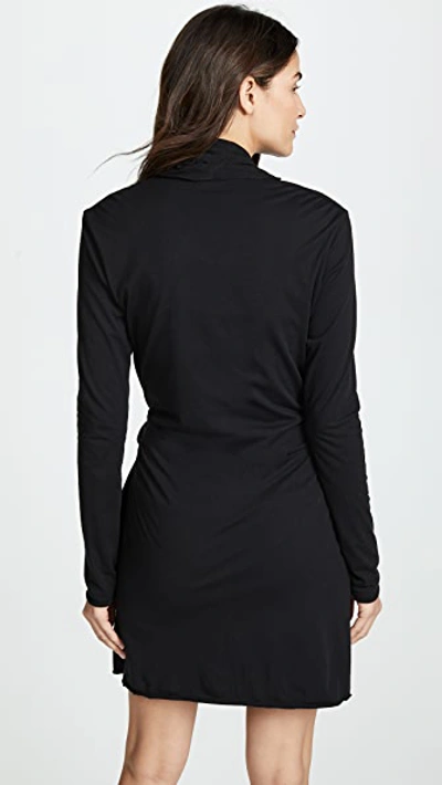 Skin Vivienne Fleece Recycled-polyester Robe In Black