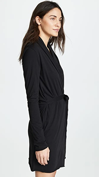 Skin Vivienne Fleece Recycled-polyester Robe In Black