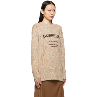 Shop Burberry Beige & Off-white Wool Knit Mabel Sweater In Camel