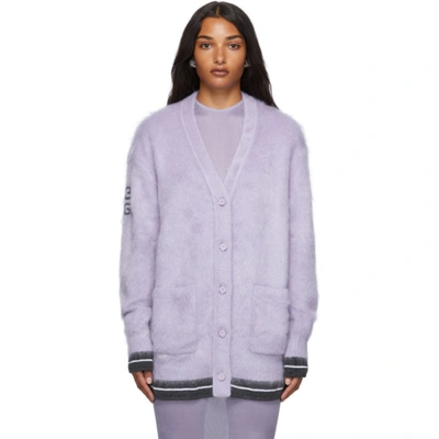 Shop Givenchy Purple Mohair 4g Cardigan In 534 Lilac/dark Grey