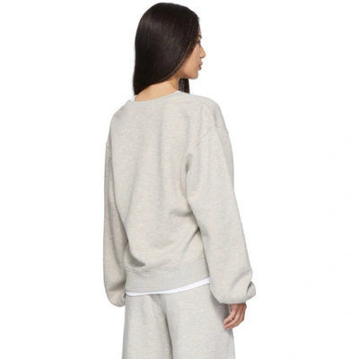 Shop Agolde Grey V-neck Balloon Sleeve Sweatshirt In Grey Heathe