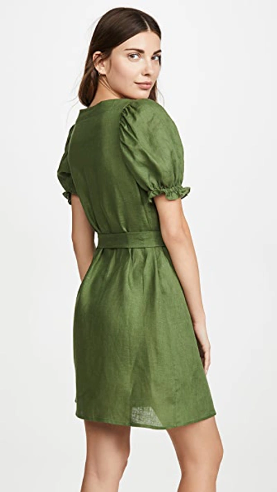 Shop Sleeper Brigitte Linen Mini Dress In Green