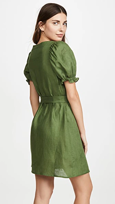 Shop Sleeper Brigitte Linen Mini Dress Green